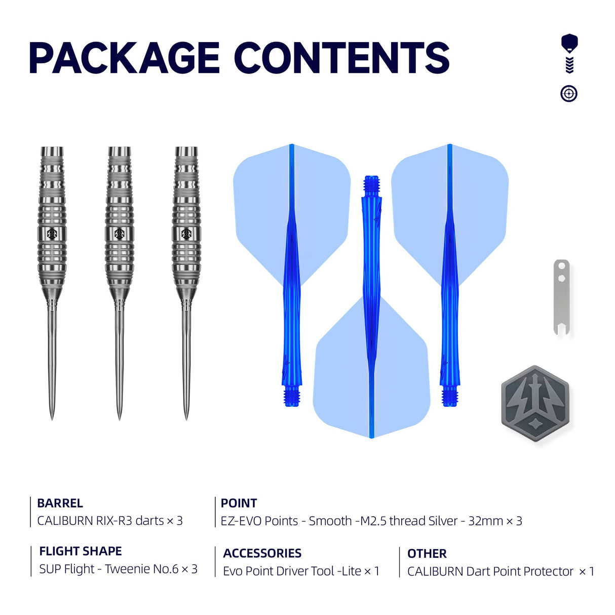 Caliburn Rix Darts - Steel Tip - 90% Tungsten - R3