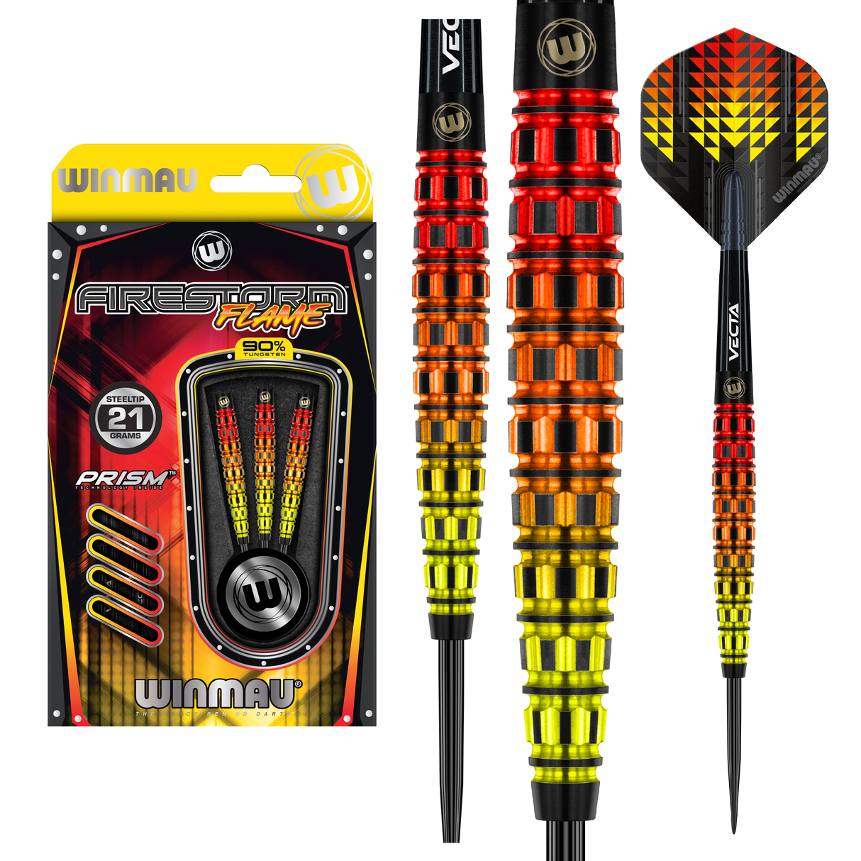 Winmau Firestorm Darts - Steel Tip - 90% Tungsten - Flame 2