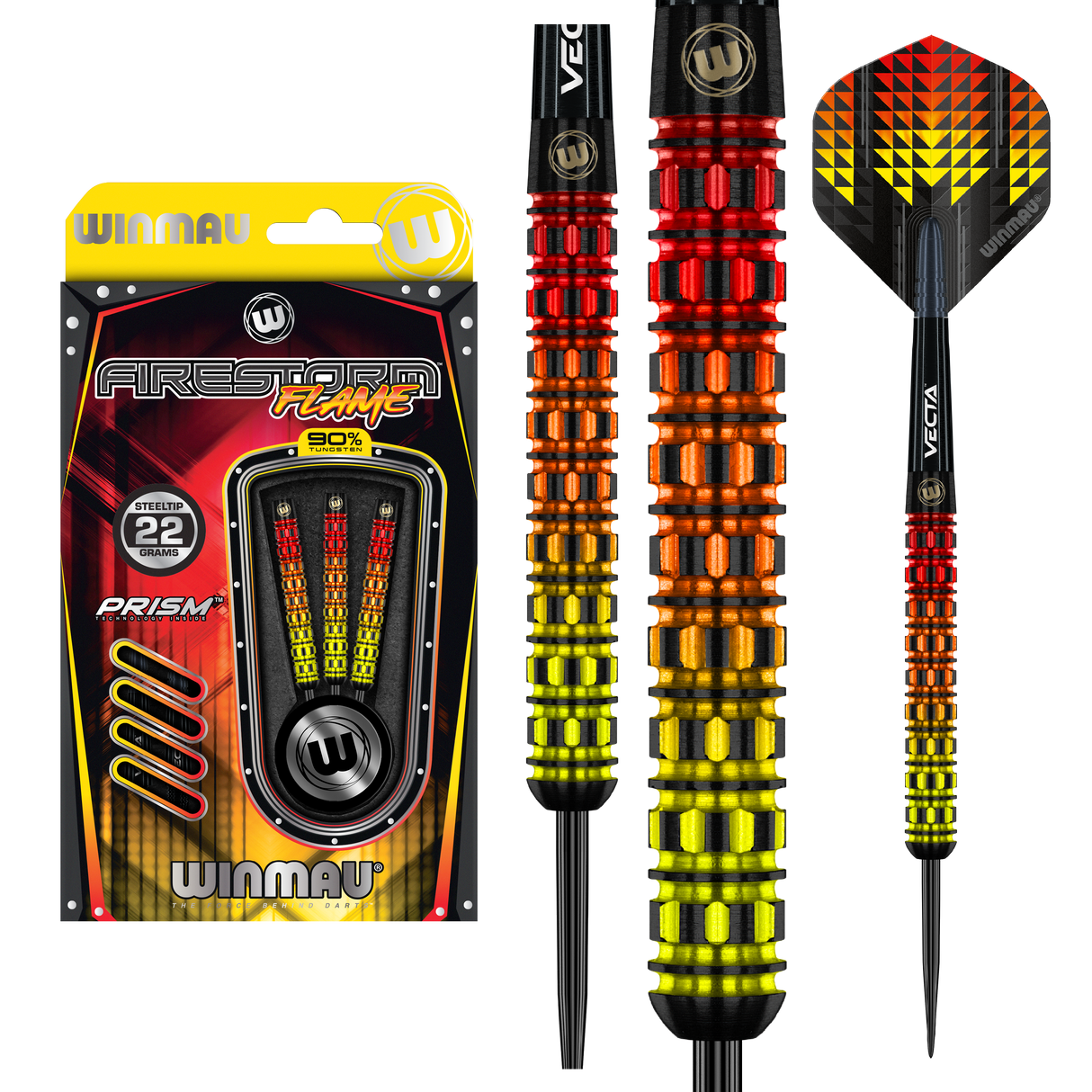 Winmau Firestorm Darts - Steel Tip - 90% Tungsten - Flame 1