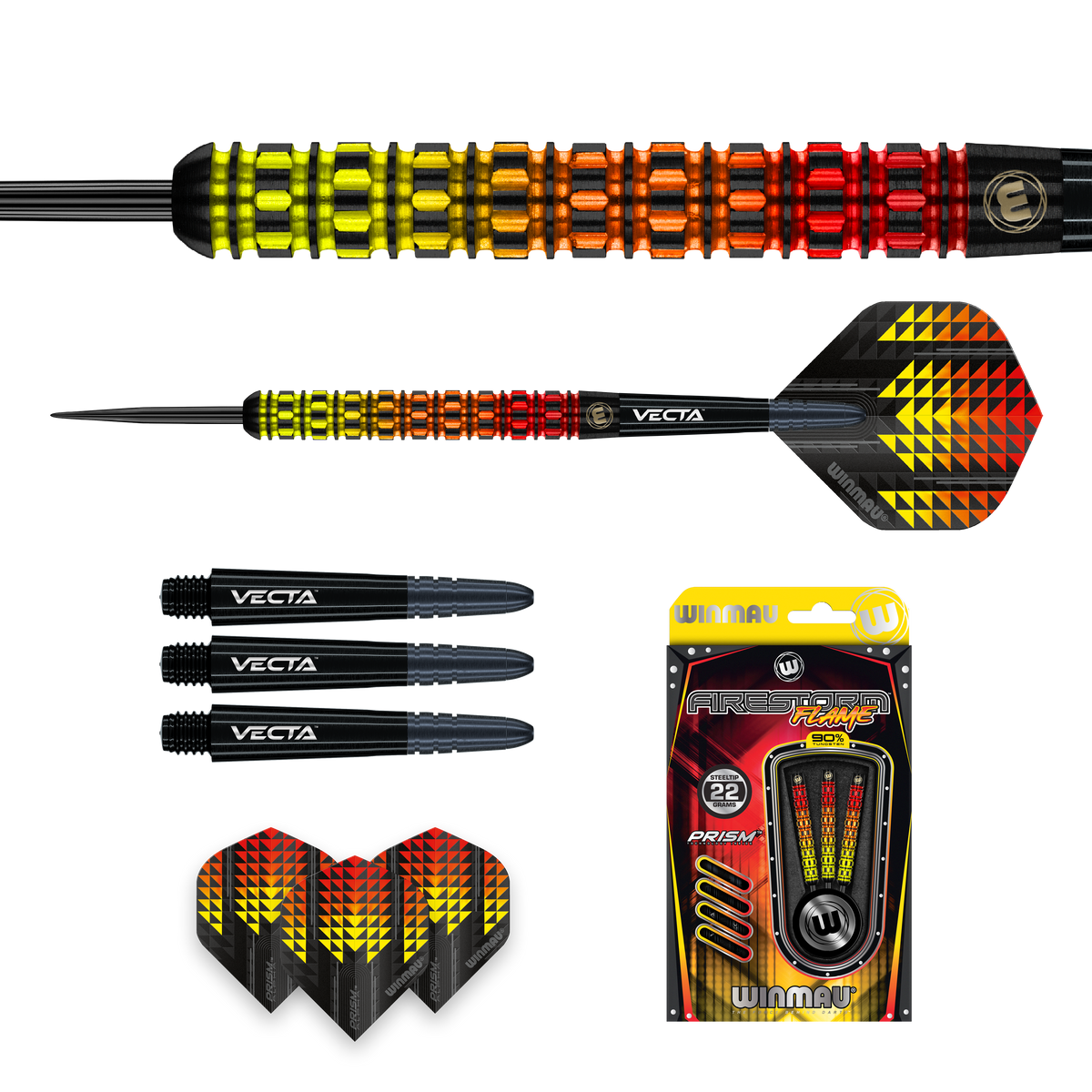Winmau Firestorm Darts - Steel Tip - 90% Tungsten - Flame 1
