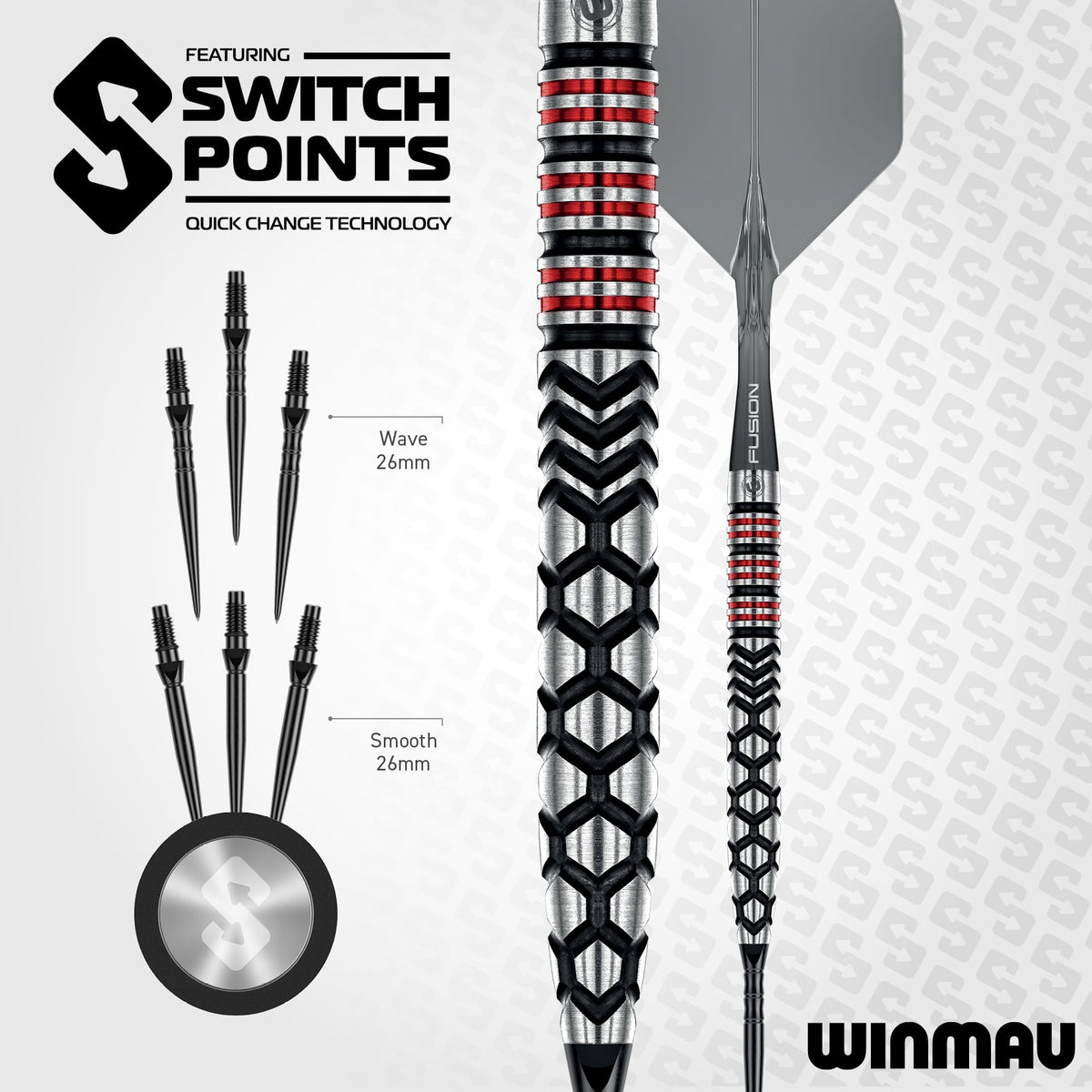 Winmau Fornax Switch Darts - Steel Tip - 90% Tungsten - Tapered