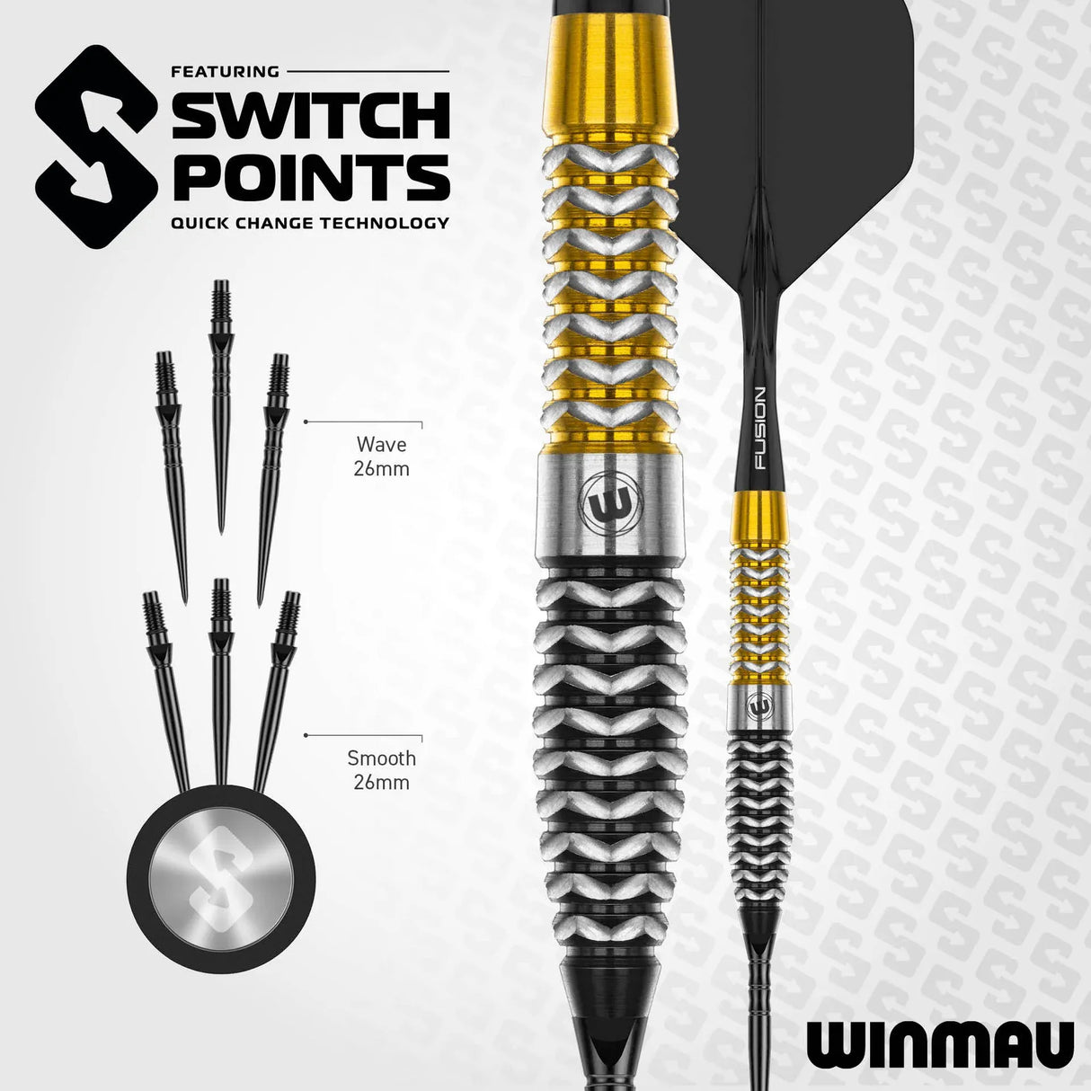 Winmau Exion Switch Darts - Steel Tip - 90% Tungsten - Torpedo