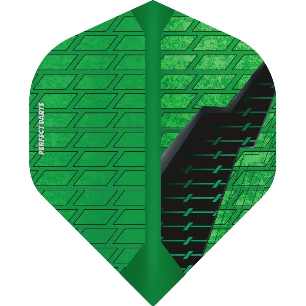 *Perfect Darts Flights - Extra Strong - No2 - Std - Black Grenade - Green & Black