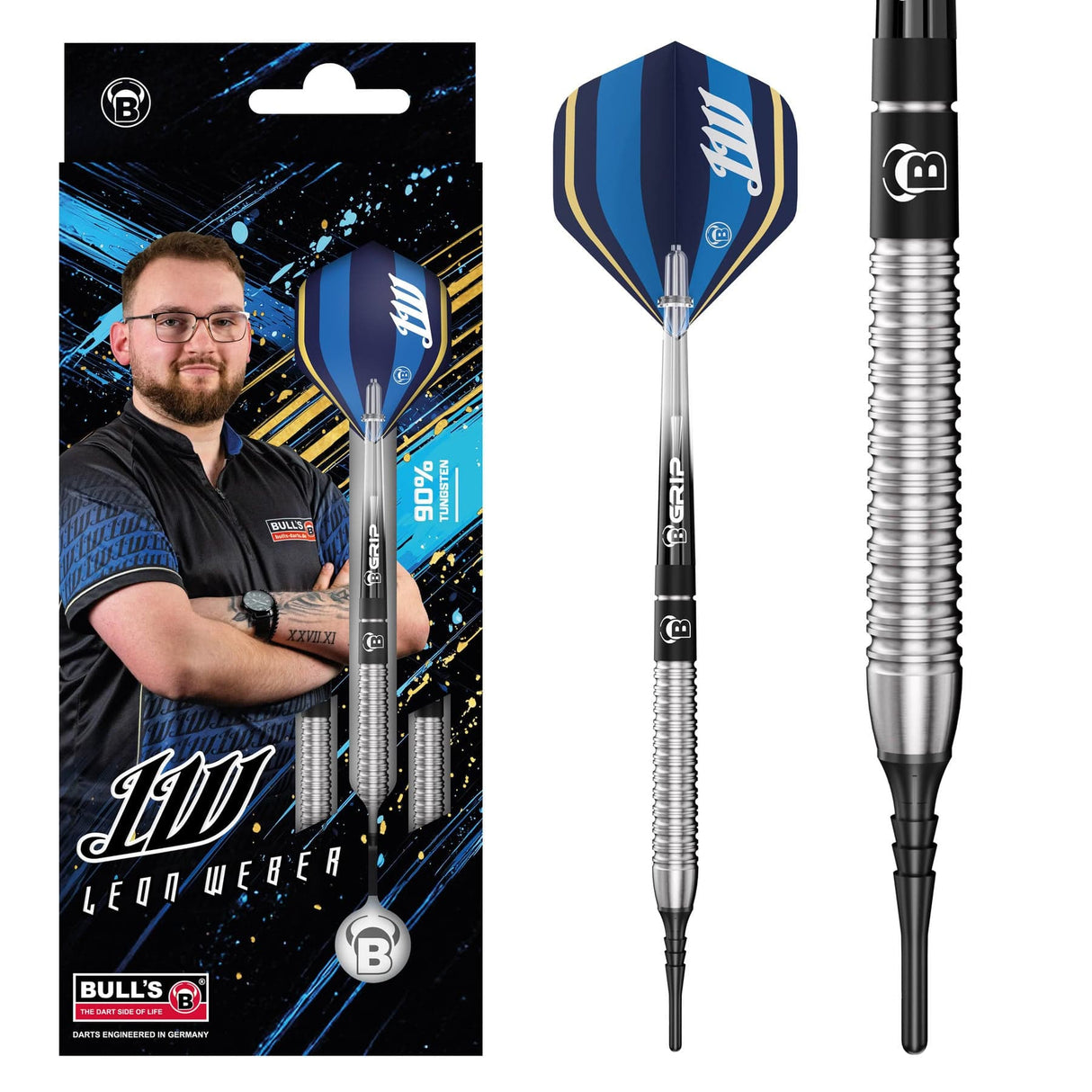 BULL'S Leon Weber Darts - Soft Tip - 90% Tungsten 22g