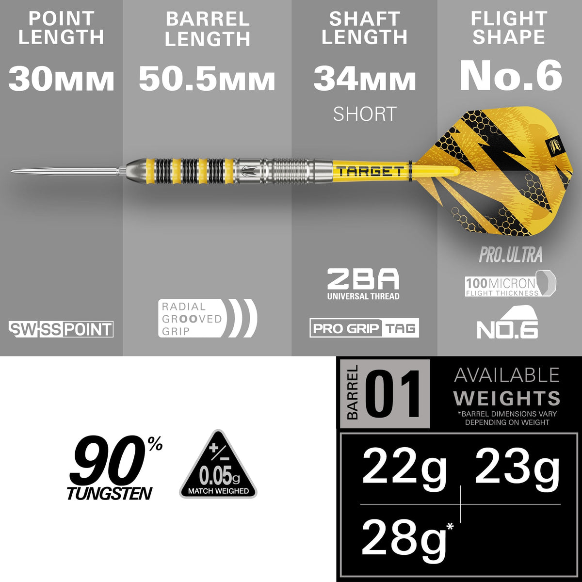 Target Buzz Darts - Steel Tip - 90% Tungsten - SP01