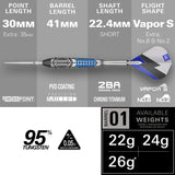 Target Phil Taylor Darts - Steel Tip - 95% Tungsten - Power Chrono