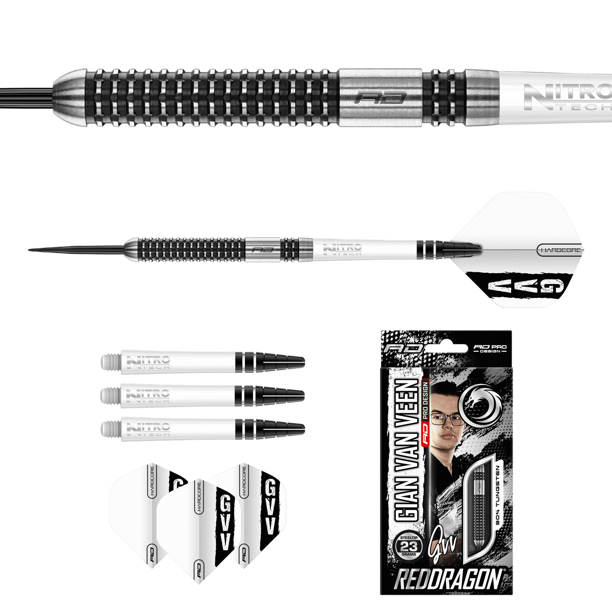 Red Dragon Gian van Veen Darts - Steel Tip - 90% Tungsten - Axis SE