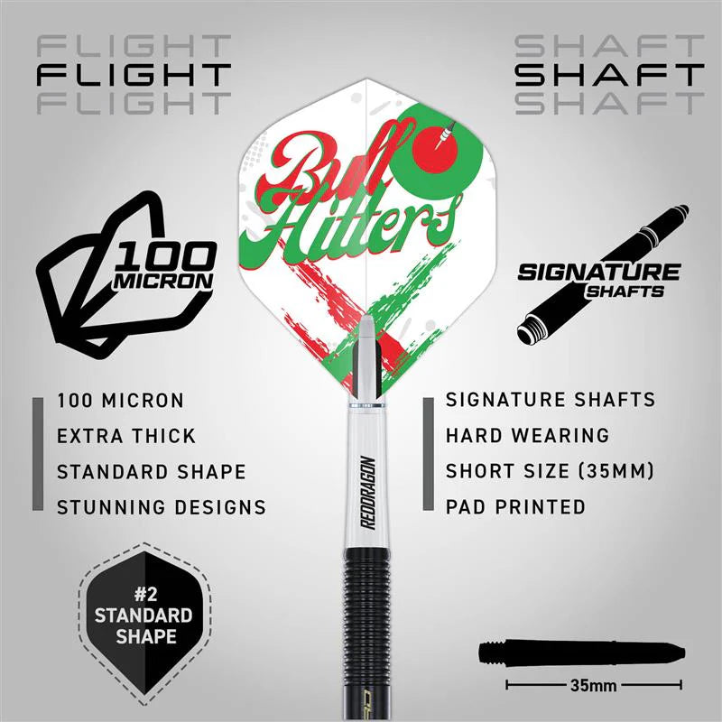 Red Dragon Bullhitters Darts - Steel Tip - 90% Tungsten