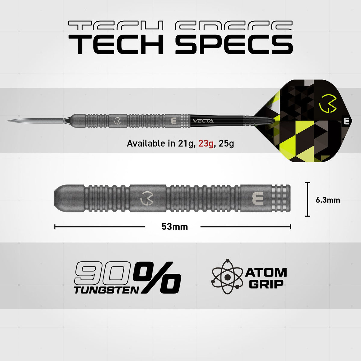 Winmau Michael van Gerwen Switch Darts - Steel Tip - 90% Tungsten - TS