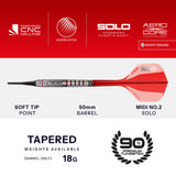 Harrows Damon Heta Darts - Soft Tip - 90% Tungsten - Geo 20g