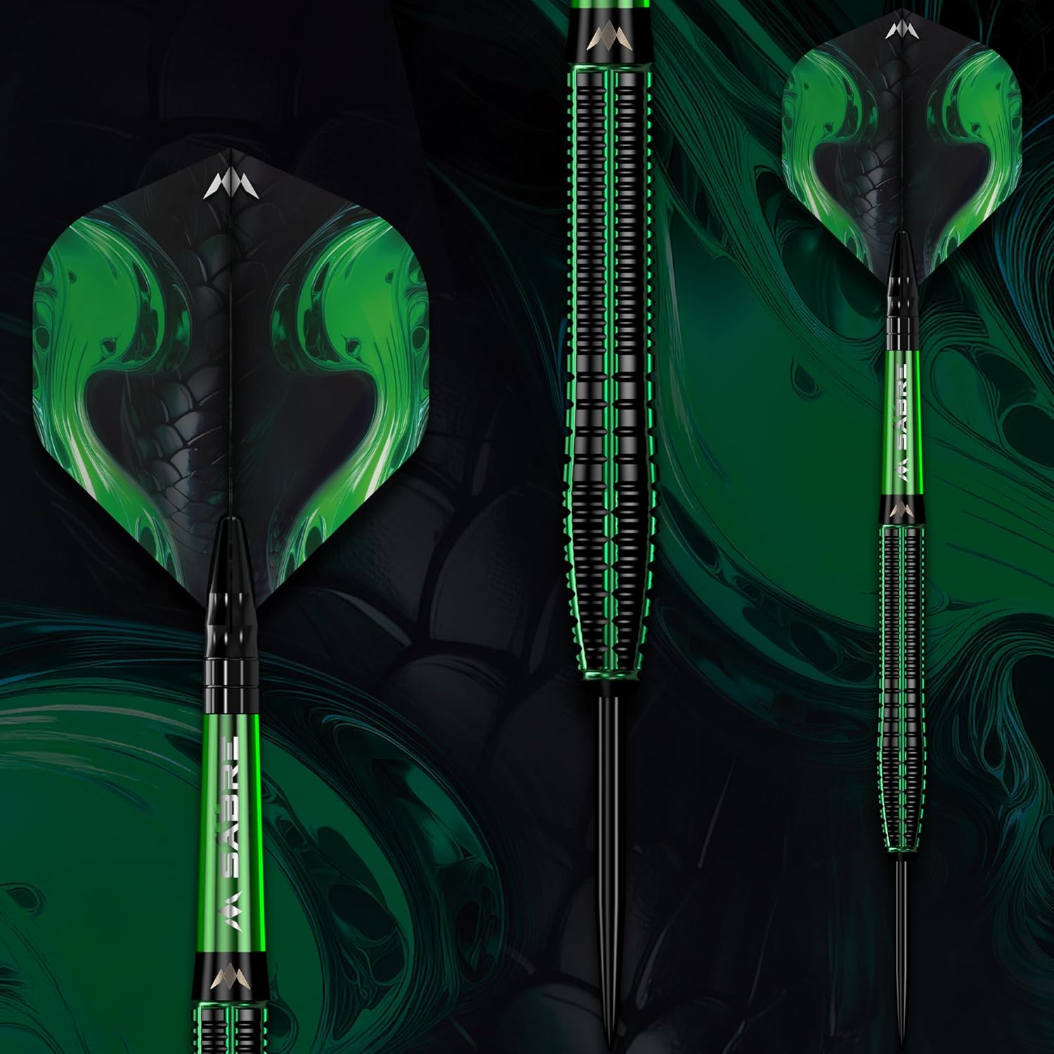 Mission Venom Soft Tip Darts - 90% Tungsten Black & Green