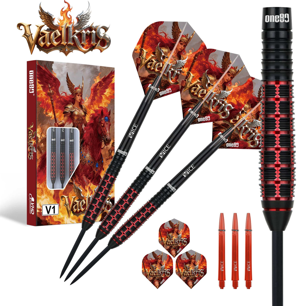 One80 Vaelkris Darts - Steel Tip - 90% Tungsten - V01