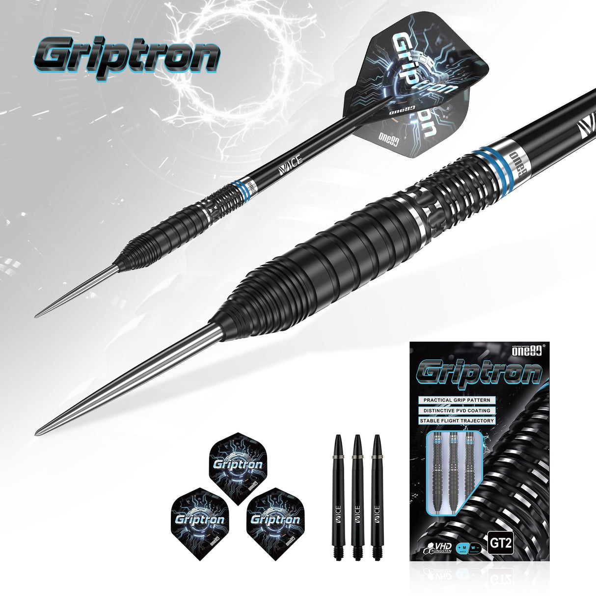 One80 Griptron Darts - Steel Tip - 90% Tungsten - GT2