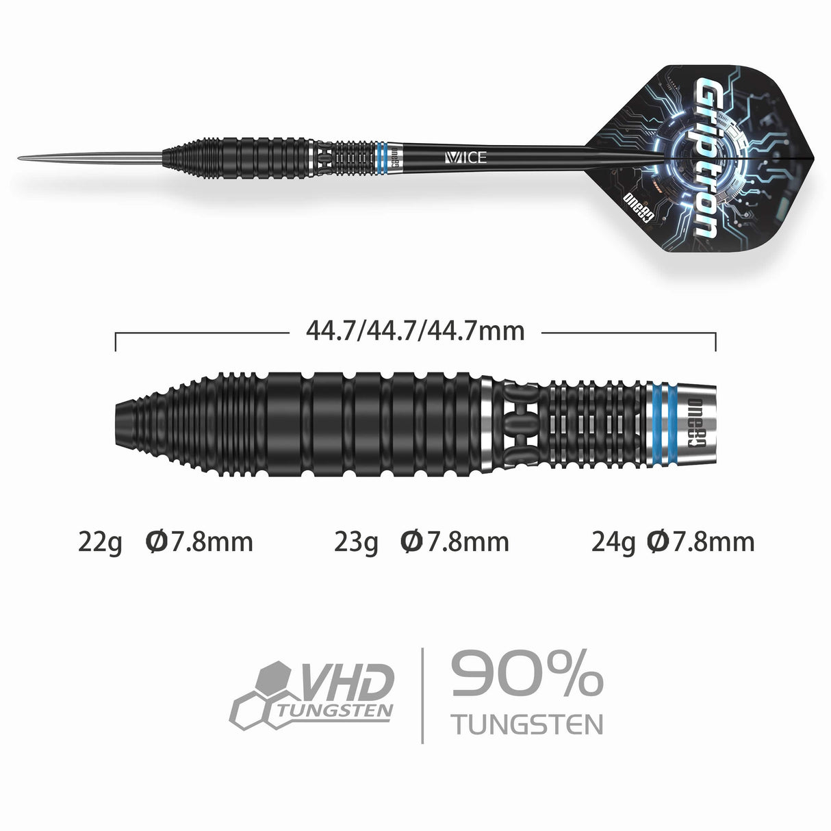 One80 Griptron Darts - Steel Tip - 90% Tungsten - GT3