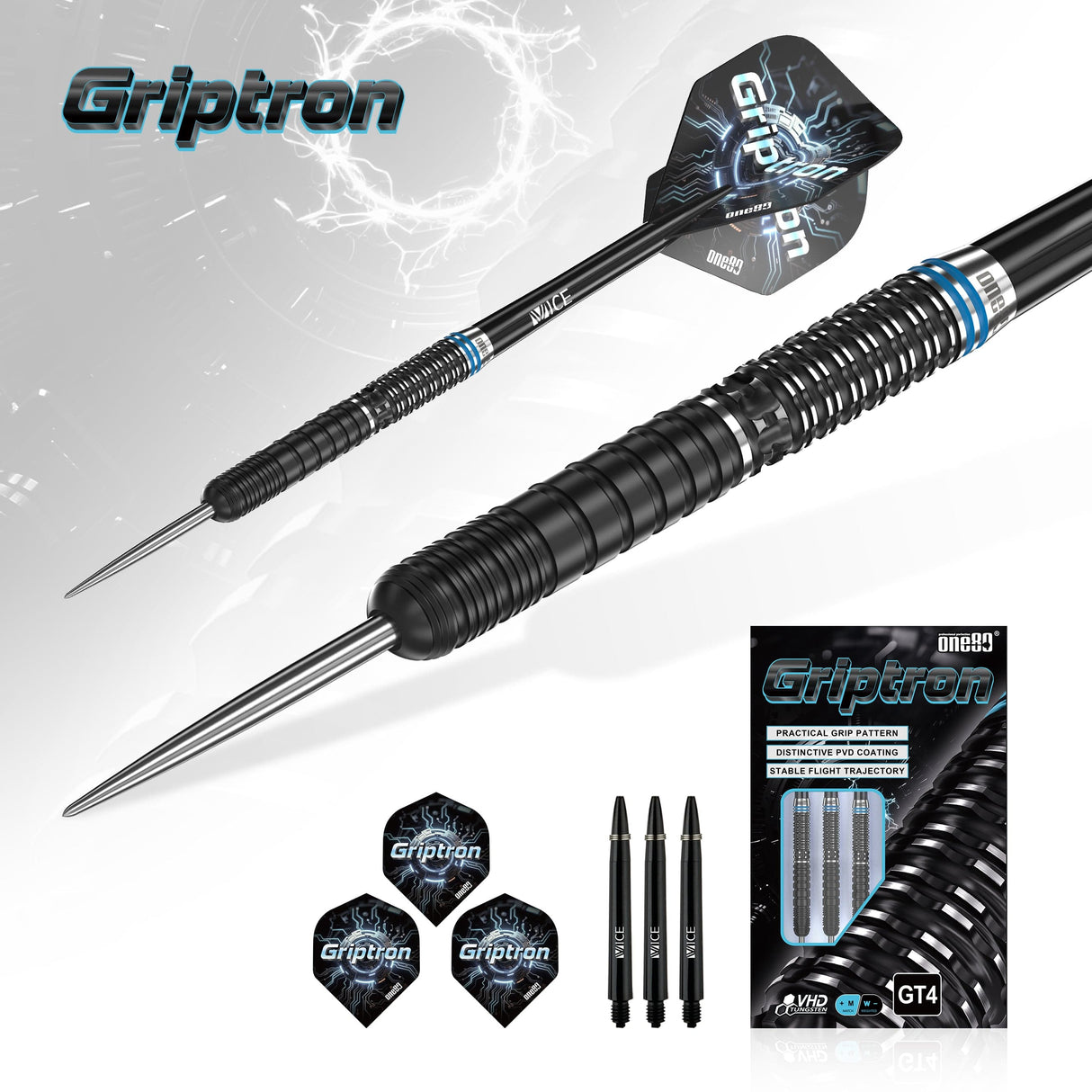 One80 Griptron Darts - Steel Tip - 90% Tungsten - GT4