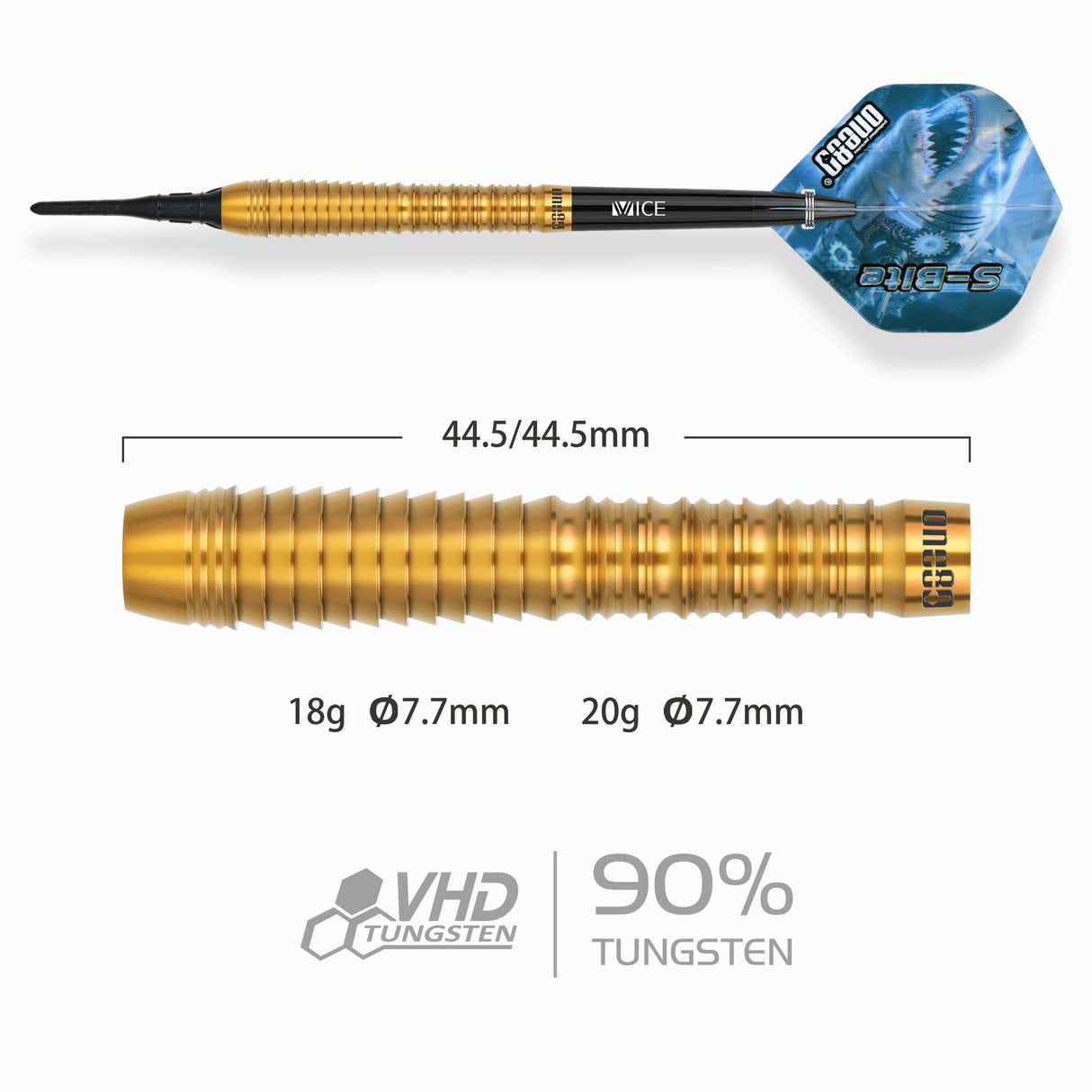 One80 S-Bite Darts - Soft Tip - 90% Tungsten - S-B1 18g