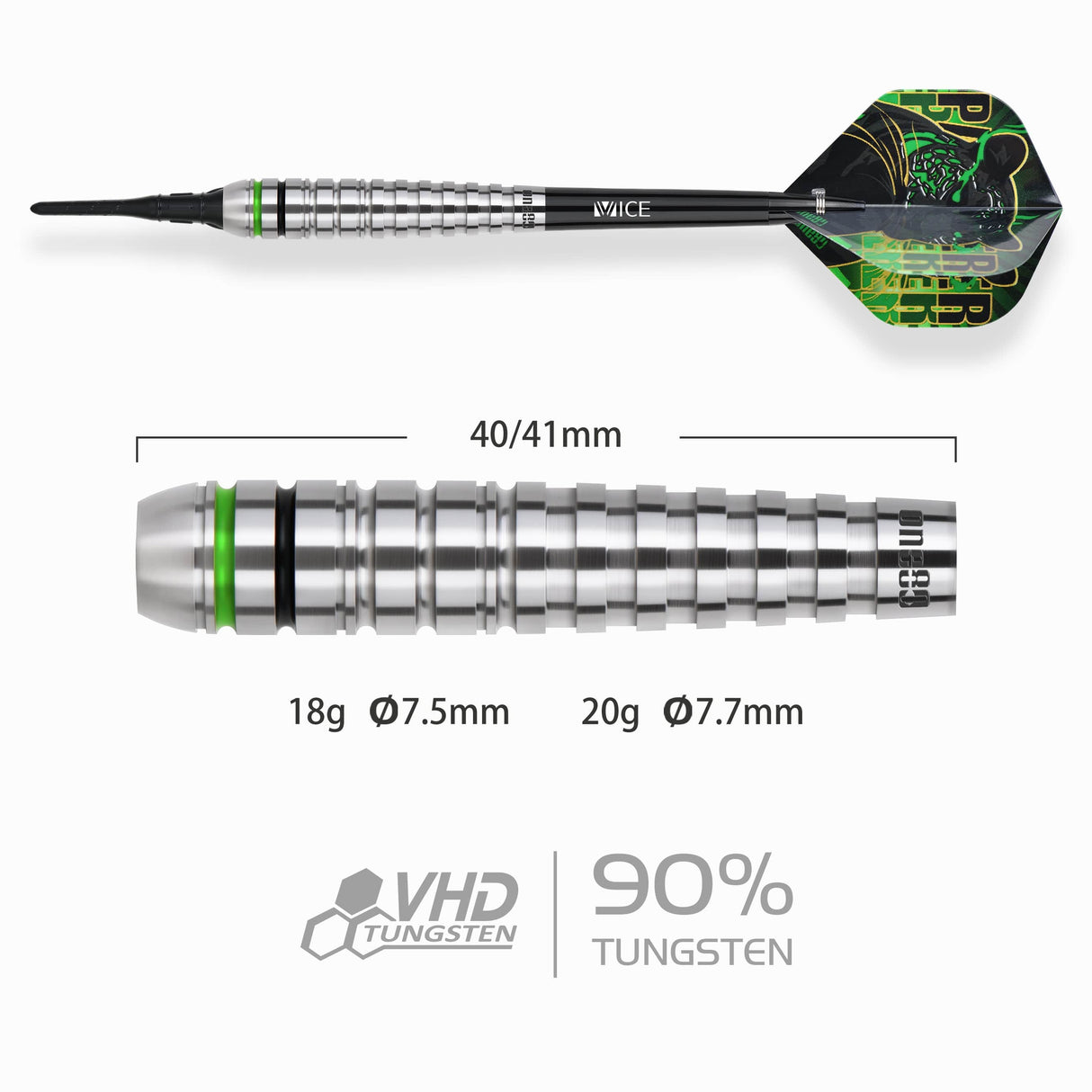 One80 Panther-M Darts - Soft Tip - 90% Tungsten 18g
