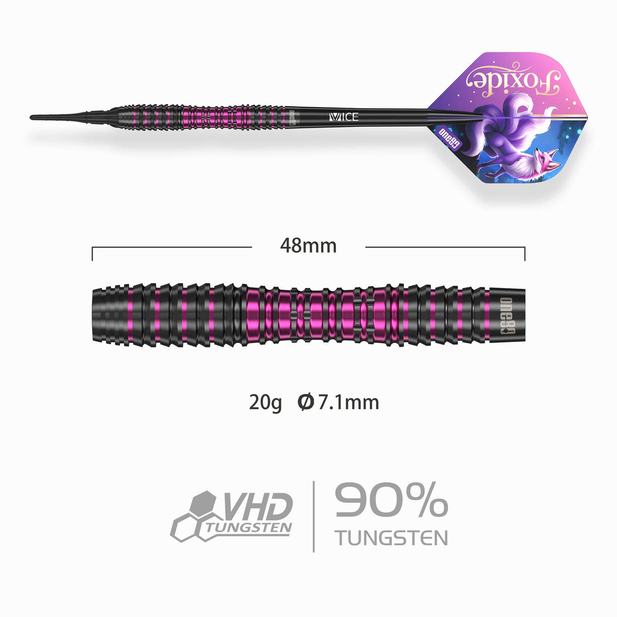 One80 Foxide Darts - Soft Tip - 90% Tungsten - F3 20g
