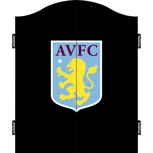Aston Villa FC Dartboard Cabinet - Official Licensed - AVFC - C3 - Black - Black Crest