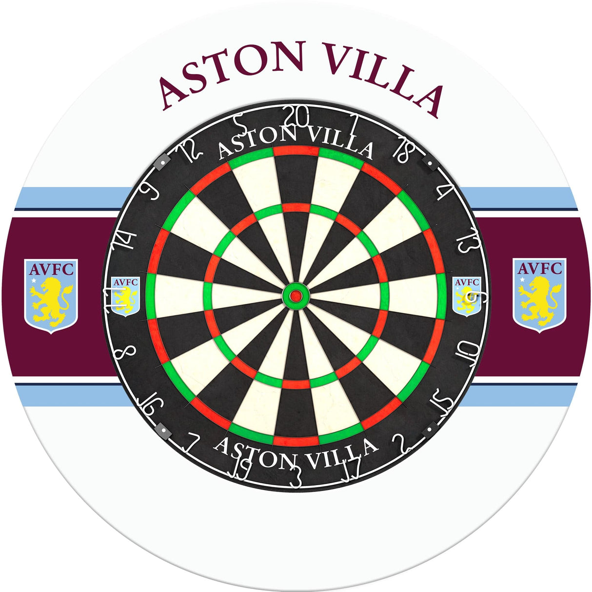 Aston Villa FC Dartboard Surround - Official Licensed - AVFC - S2 - White Stripe