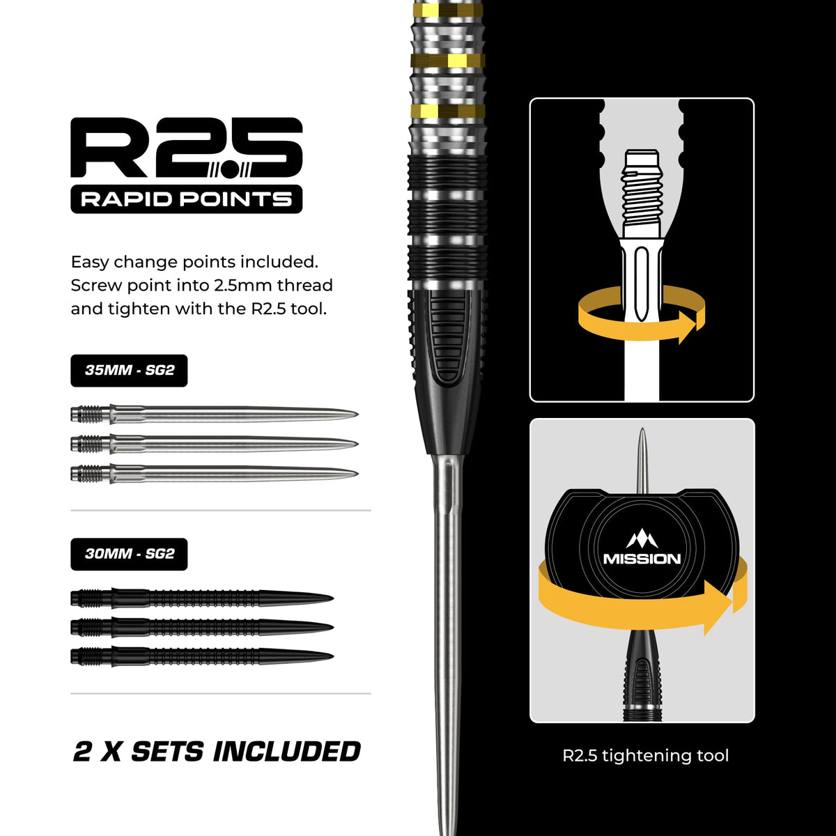Mission Astro R2.5 Darts - Steel Tip - 95% Tungsten