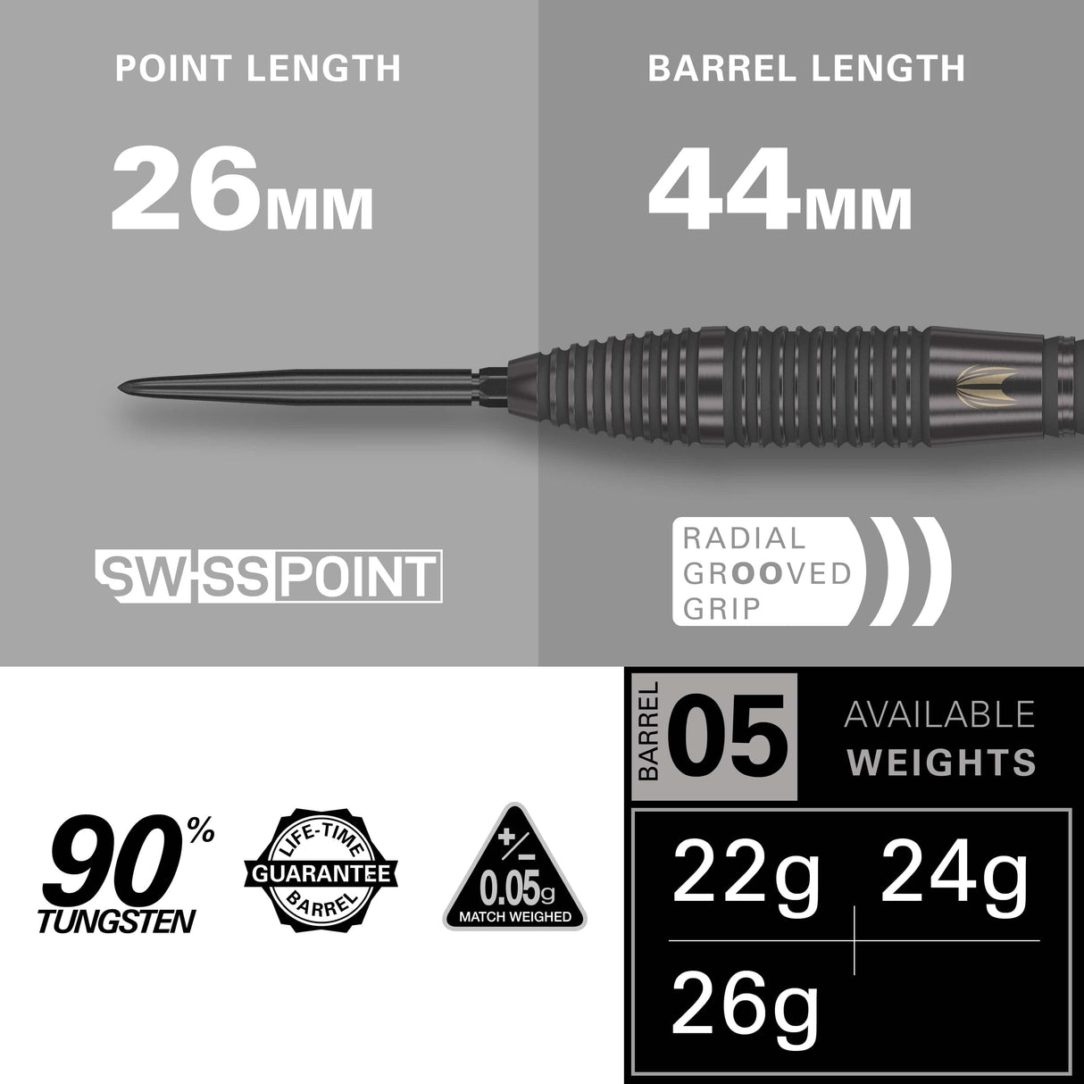 Target Bolide Void Darts - Steel Tip - 90% Tungsten - 05