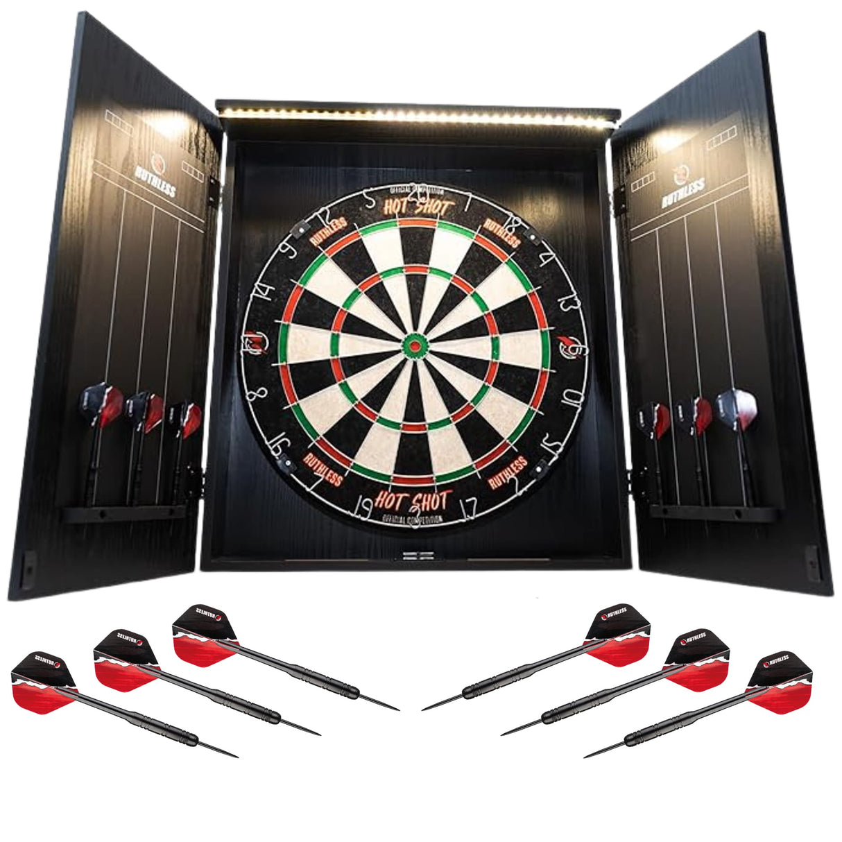 Ruthless Home Darts Centre - Cabinet with USB Light - Gorilla