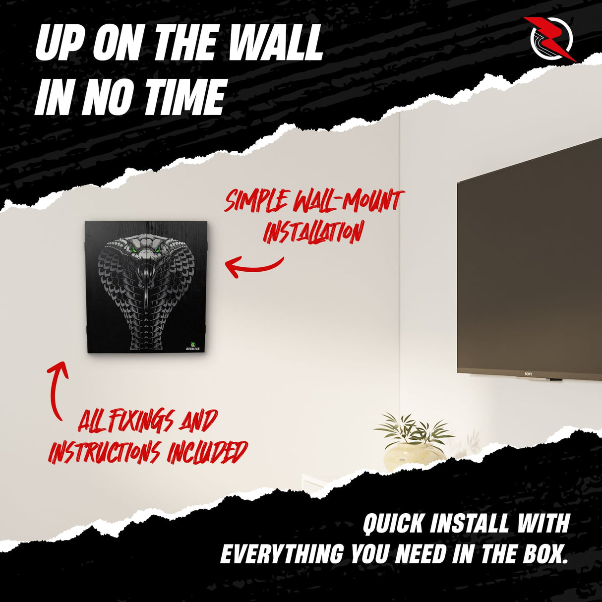 Ruthless Home Darts Centre - Cabinet with USB Light - Cobra