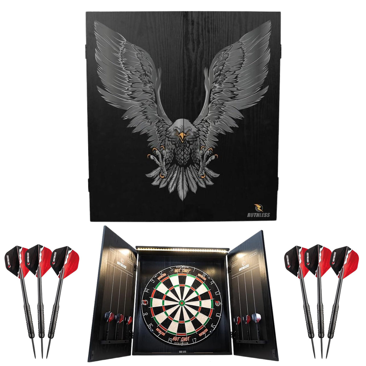 Ruthless Home Darts Centre - Cabinet with USB Light - Eagle