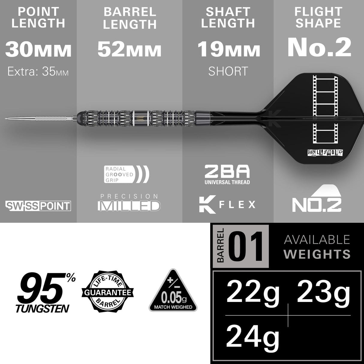 Target Chris Dobey Darts - Steel Tip - 95% Tungsten - 95K