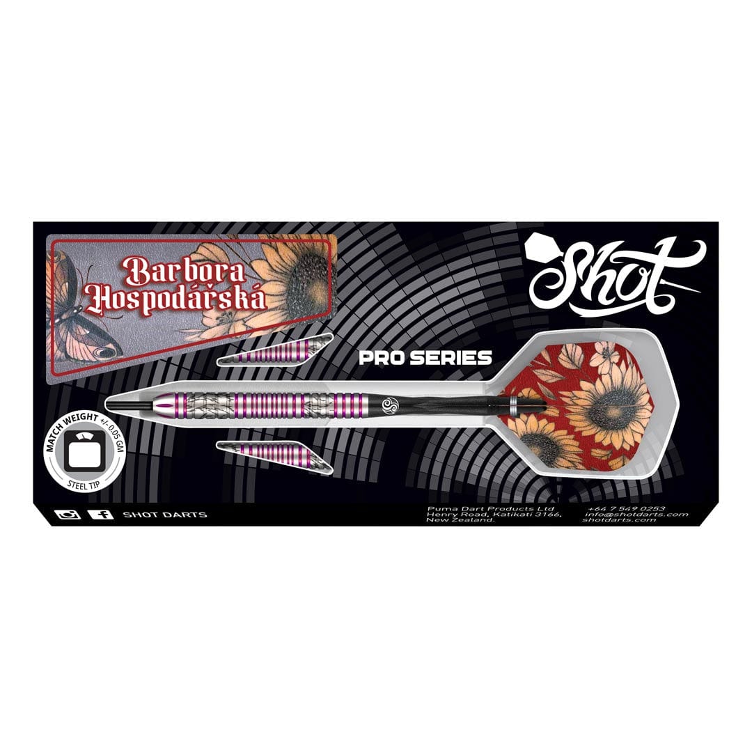 Shot Pro Series Darts - Steel Tip - 90% Tungsten - Barbora Hospodárská 2.0 - 23g