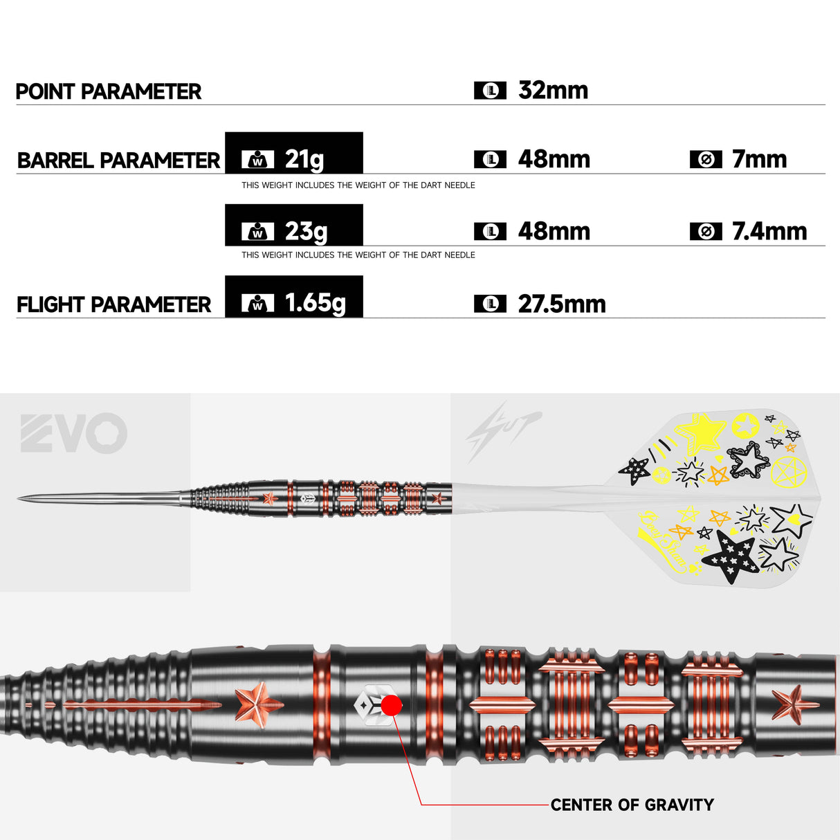 Caliburn Players Darts - Steel Tip - 90% Tungsten - Boeysham