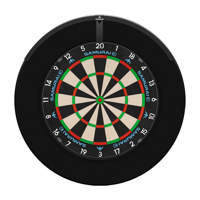 Mission Samurai 3 Dartboard Set - Dart Board, Black Surround & Torus 120 Light