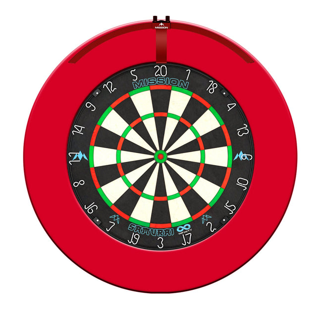 Mission Samurai II Dartboard Set - Dart Board, Surround & Torus 100 Light - Red