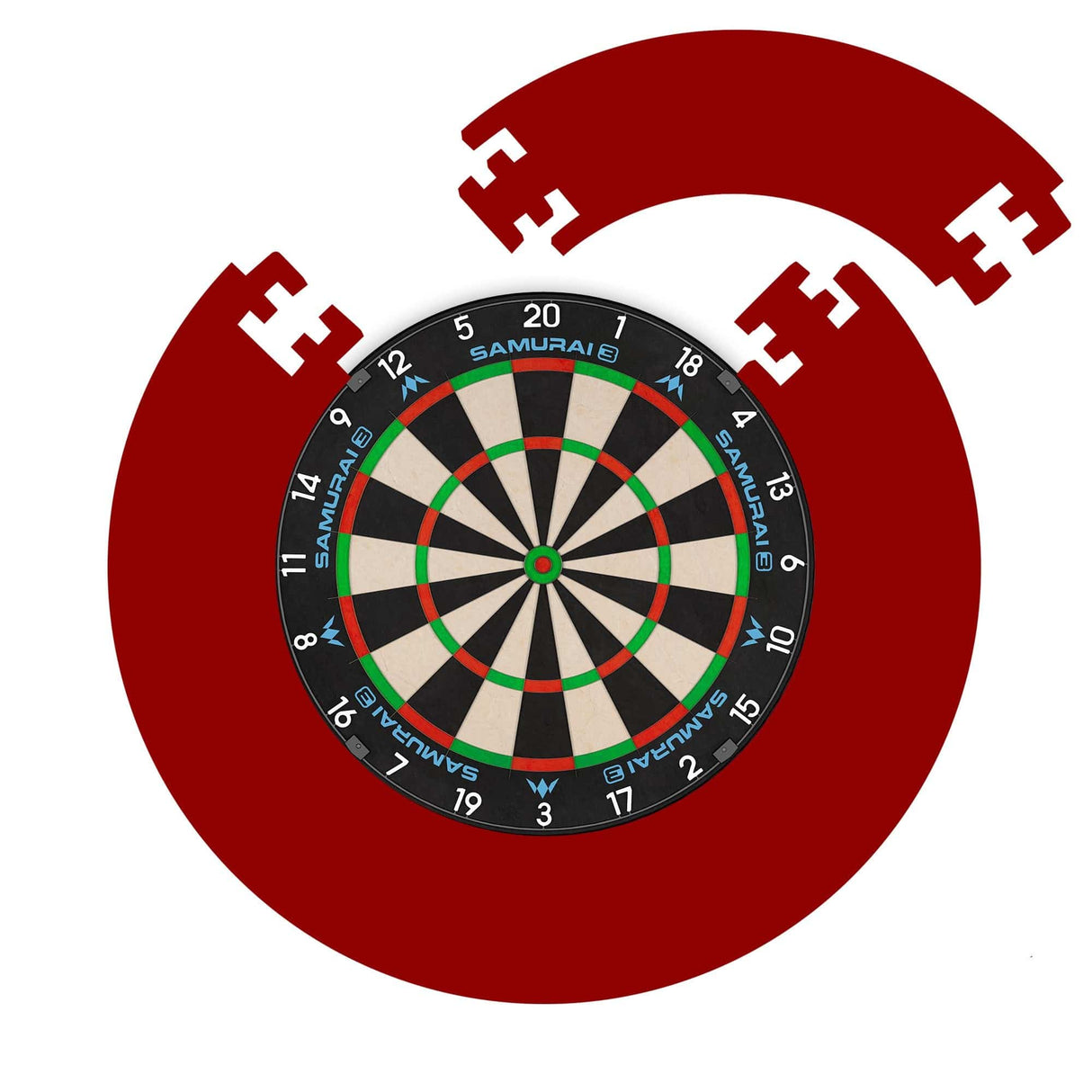 Mission Samurai 3 Dartboard Set - Dart Board & Red Jigsaw Surround