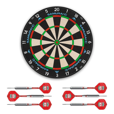 Mission Samurai 3 x Liverpool Dartboard Set - Dart Board & 2 sets of Brass Darts