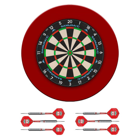 Mission Samurai 3 x Liverpool Dartboard Set - Dart Board, Surround & 2 sets of Brass Darts