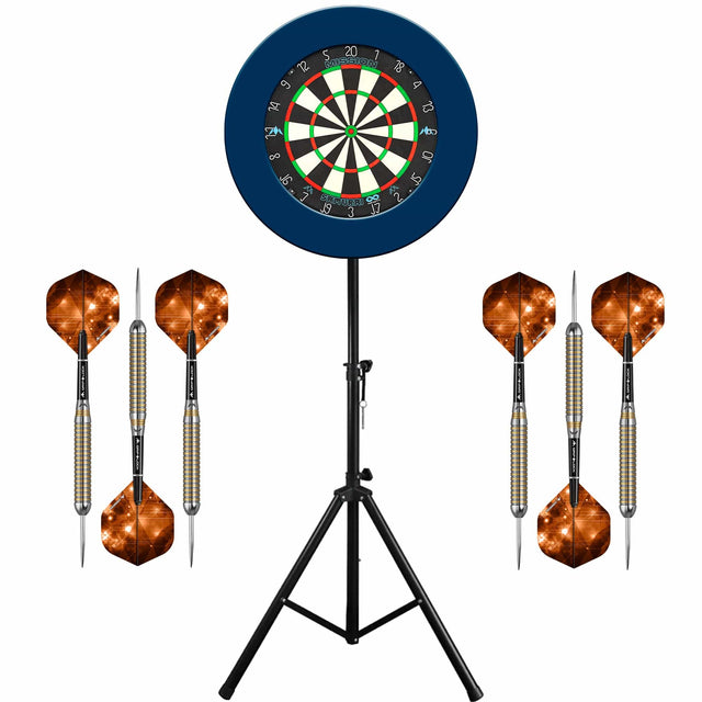 Mission Samurai Infinity Dartboard & Stand Set - Dart Board, Surround, Stand and Darts - Blue