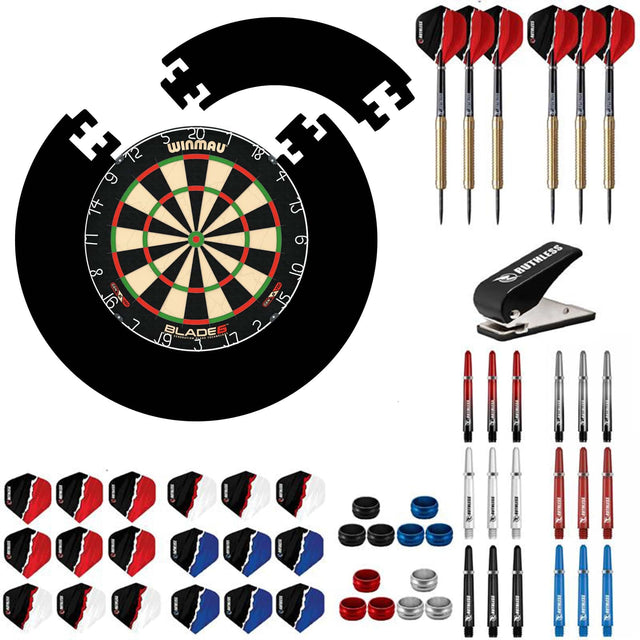Winmau Blade 6 Starter Set - Dart Board, Jigsaw Surround, Darts & Accessories