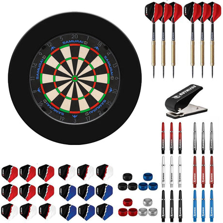 Mission Samurai 4 Graphite Dartboard Starter Set - Dart Board, Surround, Darts & Accessories