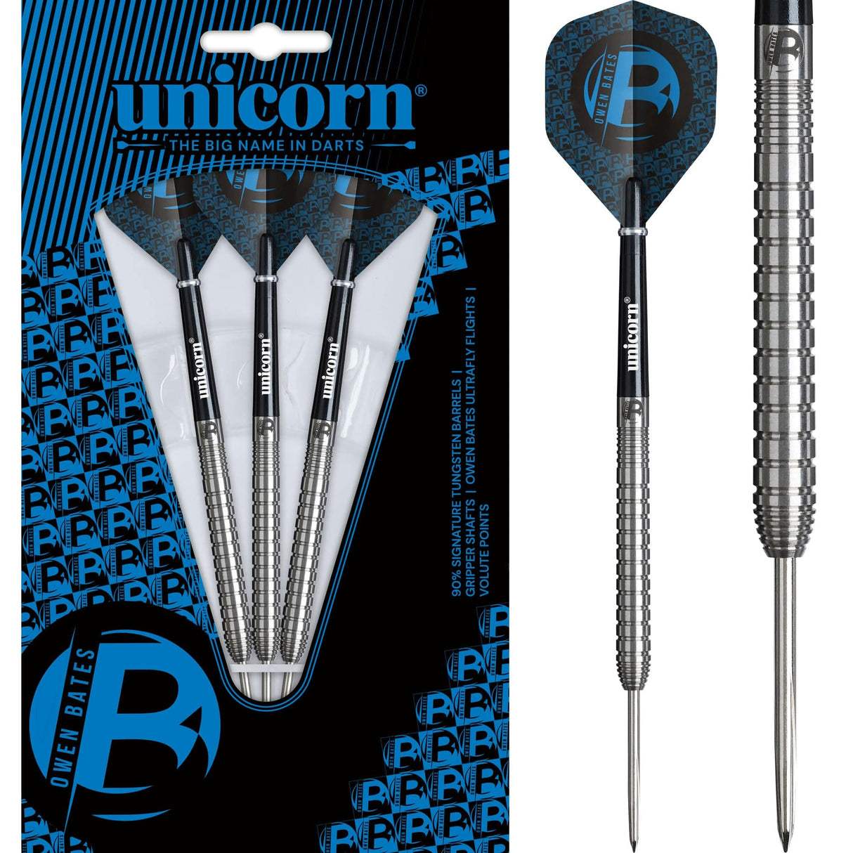 Unicorn Owen Bates Darts - Steel Tip - 90% Tungsten 24g