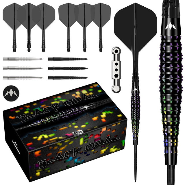 Mission Black Opal Darts - Steel Tip - 95% Tungsten - Black & Coral PVD