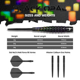 Mission Black Opal Darts - Steel Tip - 95% Tungsten - Black & Coral PVD