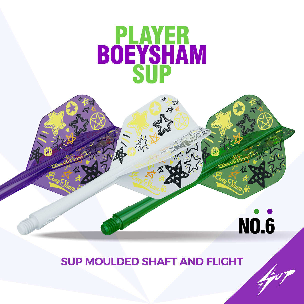 Caliburn SUP Dart Flights - Moulded Shaft & Flight - Boeysham - Standard No6