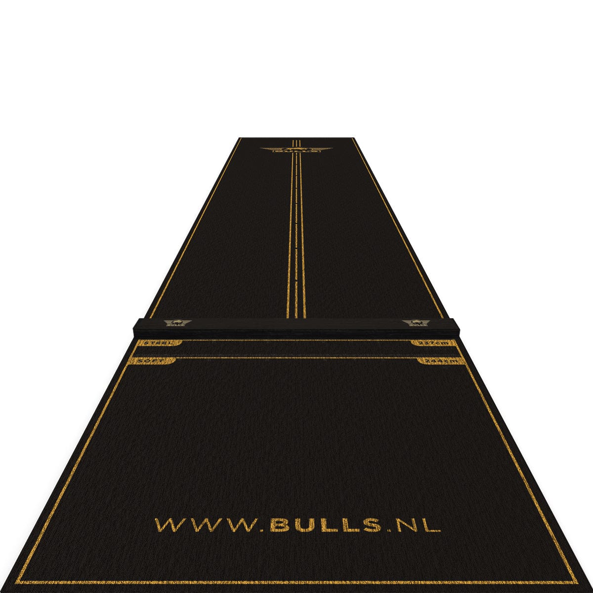 Bulls Advantage Carpet Dart Mat - with oche - Black  & Gold - 300 x 85cm