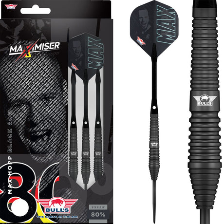 Bulls Max Hopp Darts - Steel Tip - 80% Tungsten - Black