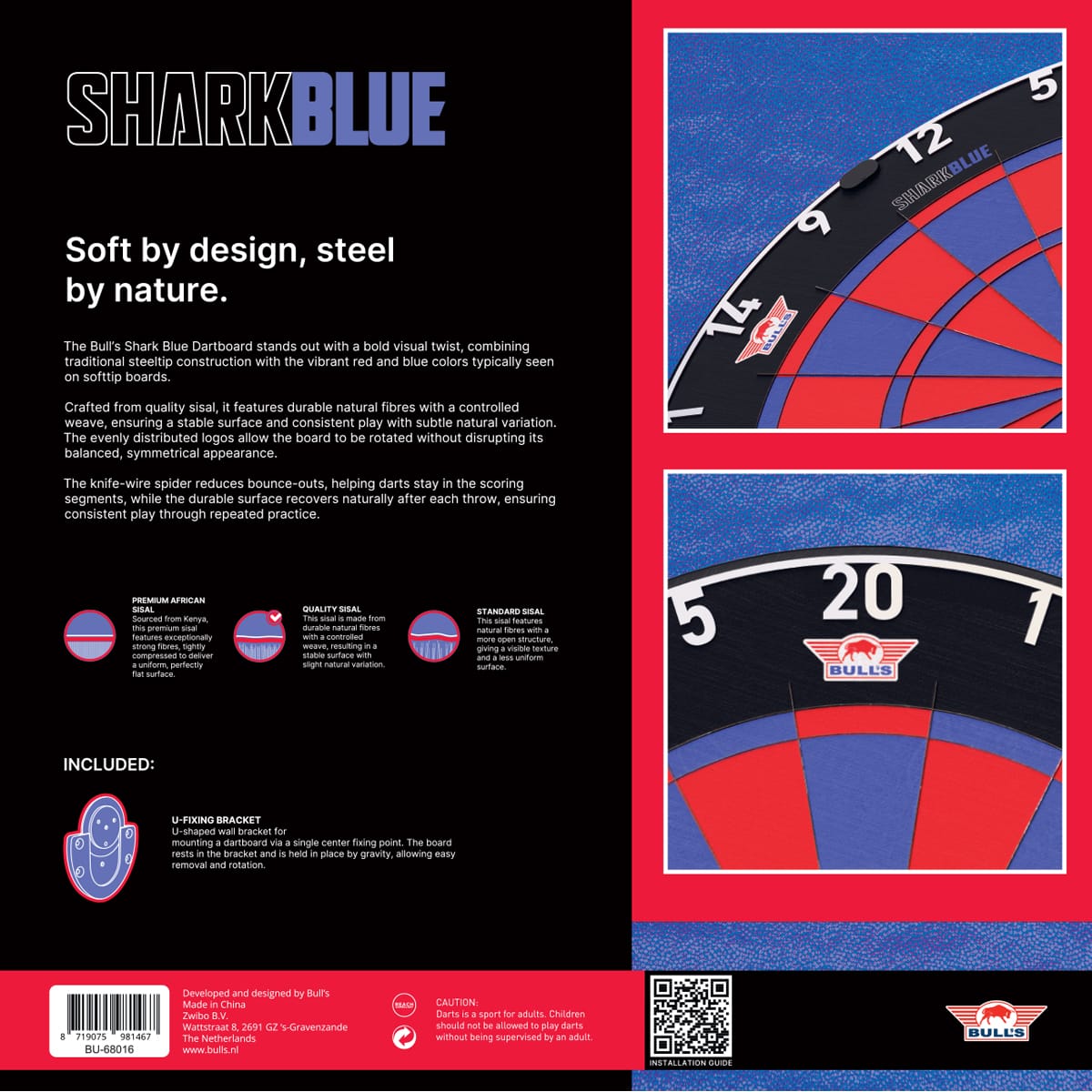 Bulls Shark Pro Dartboard - Professional - Blue