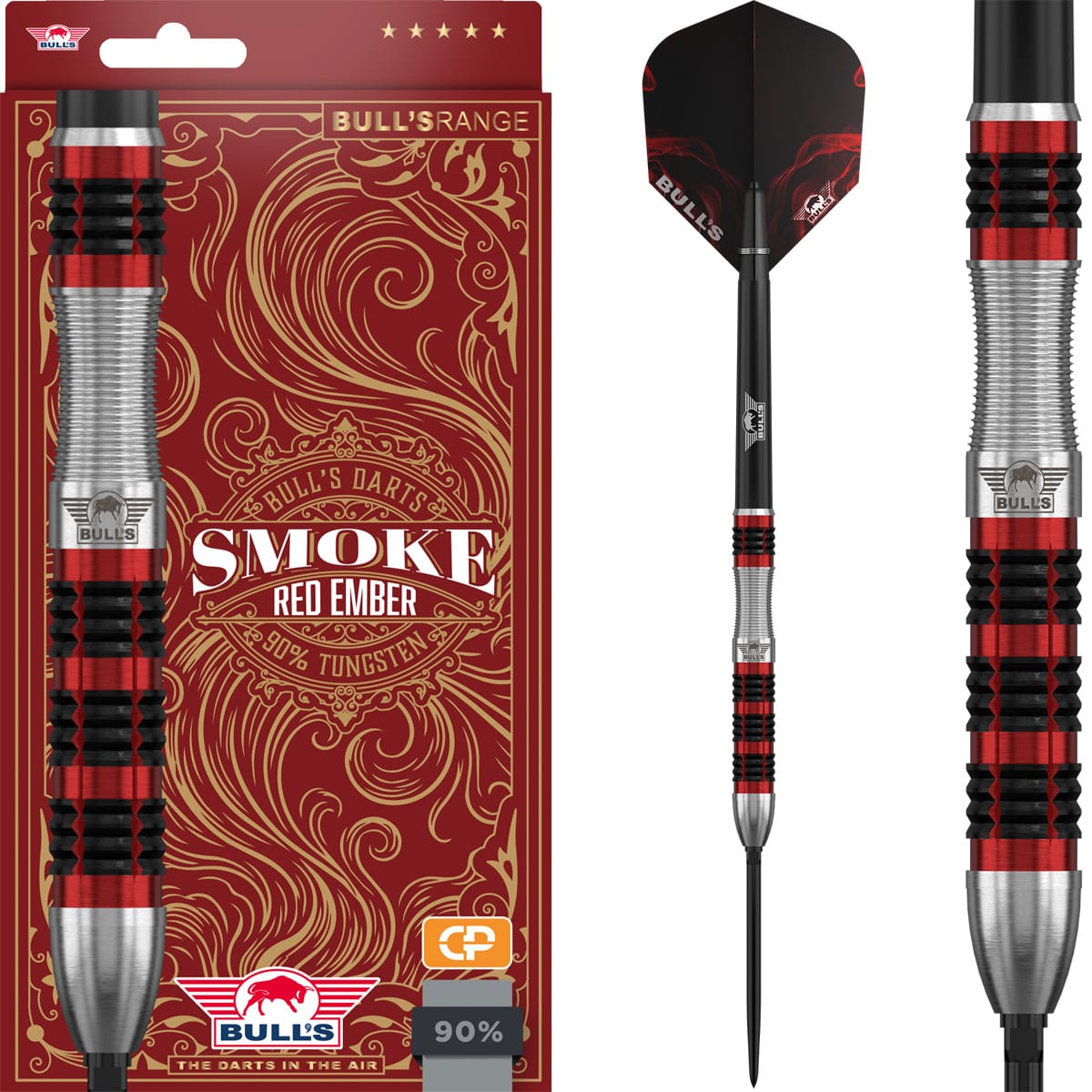 Bulls Smoke CP Darts - Steel Tip - 90% Tungsten - Red Ember