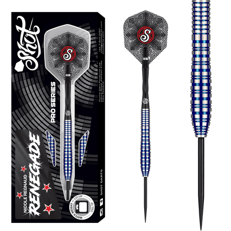 Shot Pro Series Darts - Steel Tip - 90% Tungsten - Nicole Regnaud - 23g