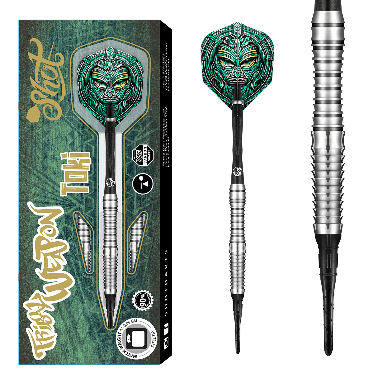 Shot Tribal Weapon Darts - Soft Tip - 90% Tungsten - Toki